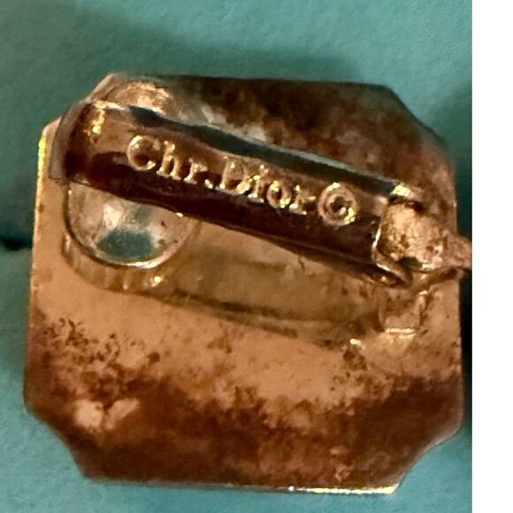 Vintage Christian Dior Black Cabochon Clip Earrings Signed Dior 1970s - Picture 3 of 12